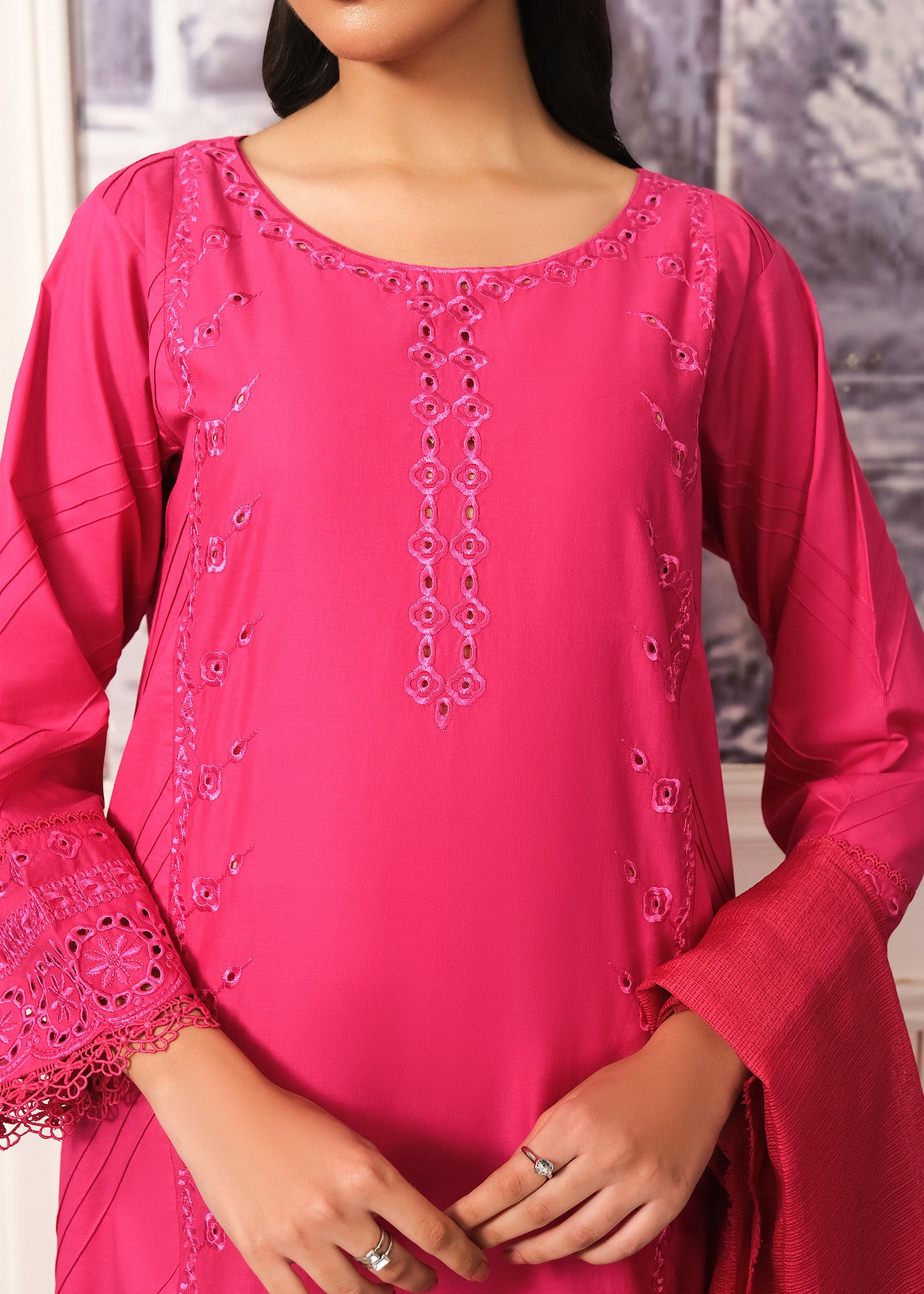 Bright Pink Embroidered Suit