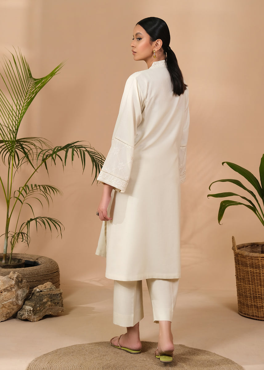 White Designer Function Wear Semi-Stitched Pant Suit With Embroidery Work main image 1
