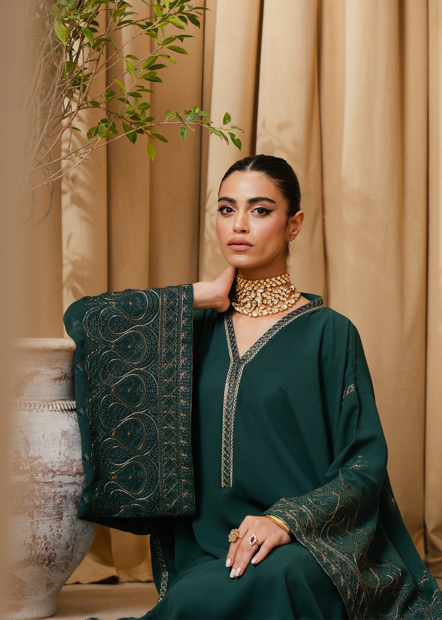 Green Embroidered Suit