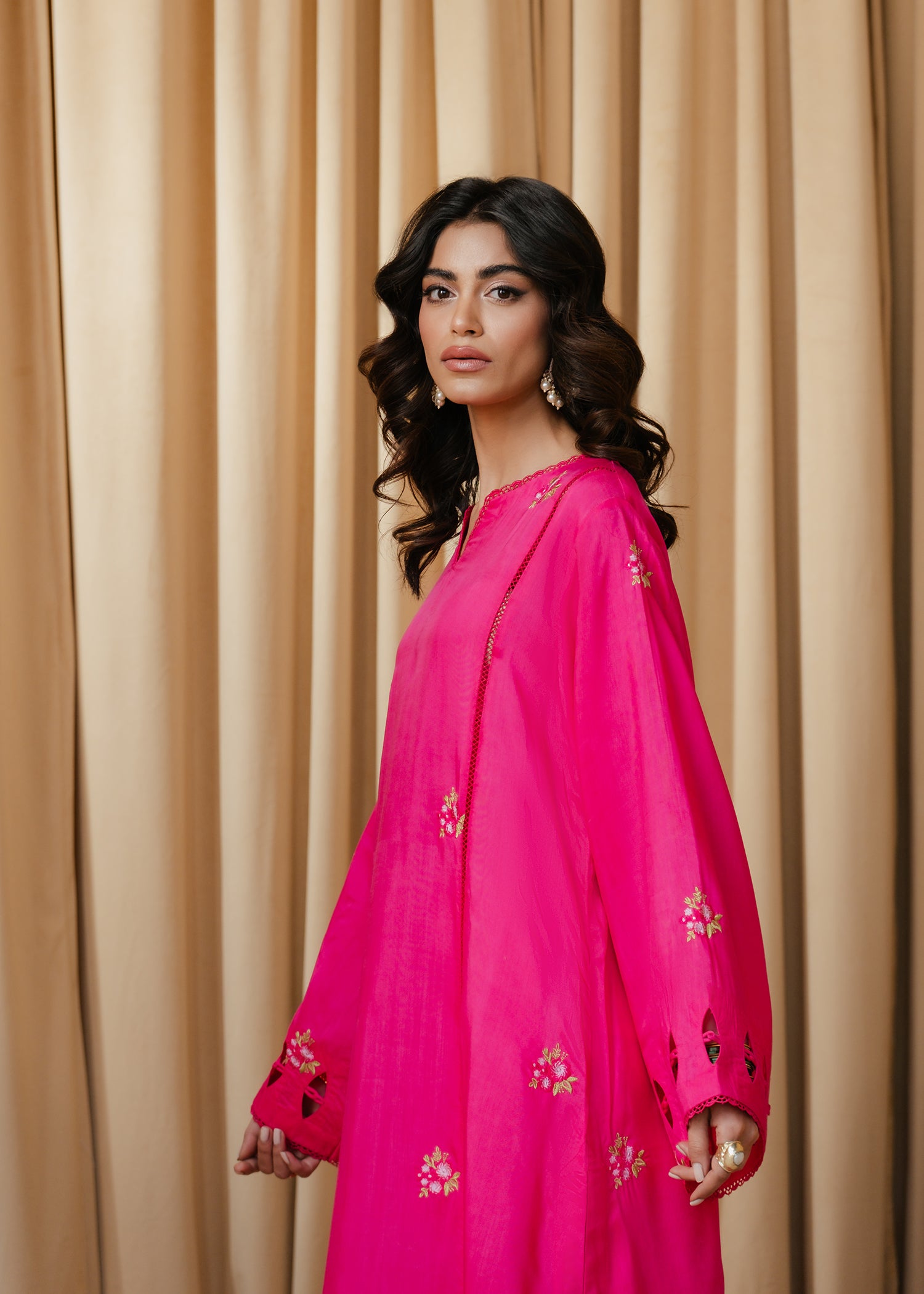 Bright Pink Embroidered Suit