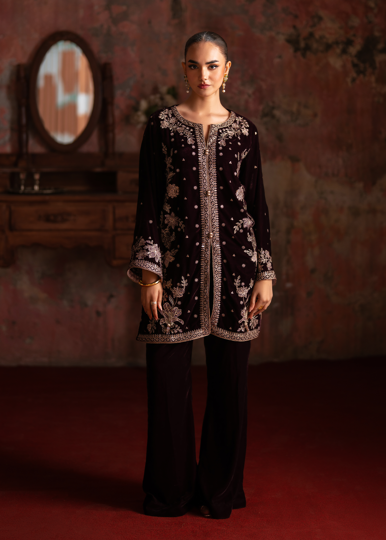 open lace back dress Jodhpuri Suit Velvet Purple Embroidered Mens – Kajols