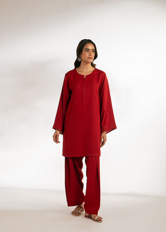 Red Embroidered Suit
