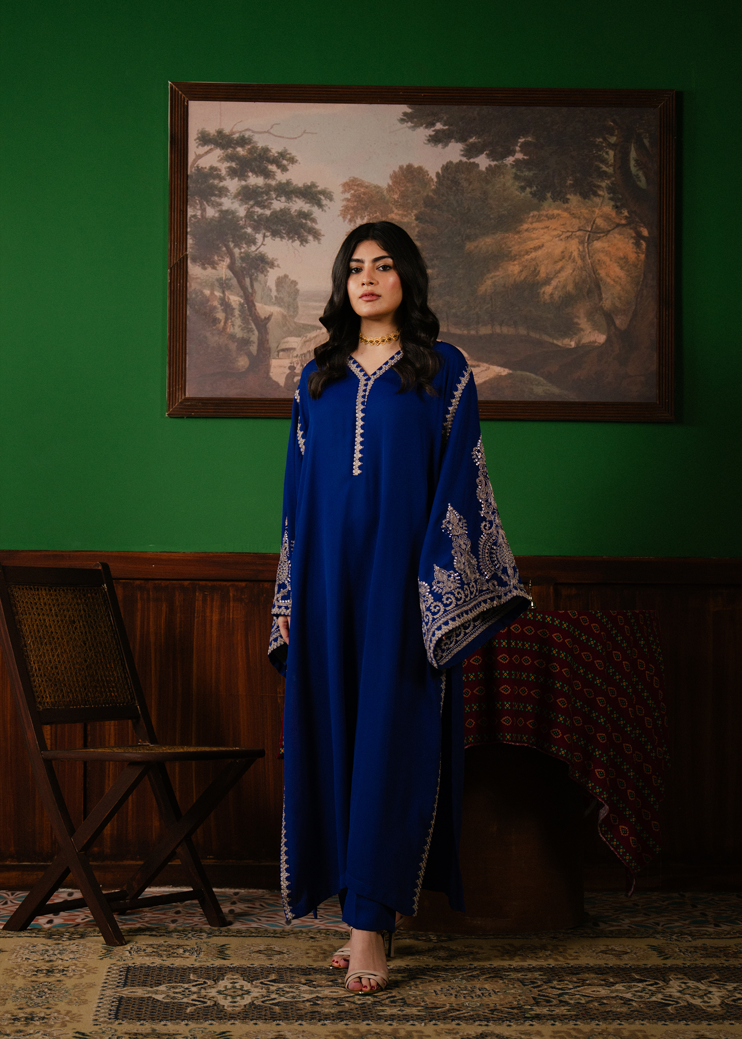 Royal Blue Embroidered Kaftan