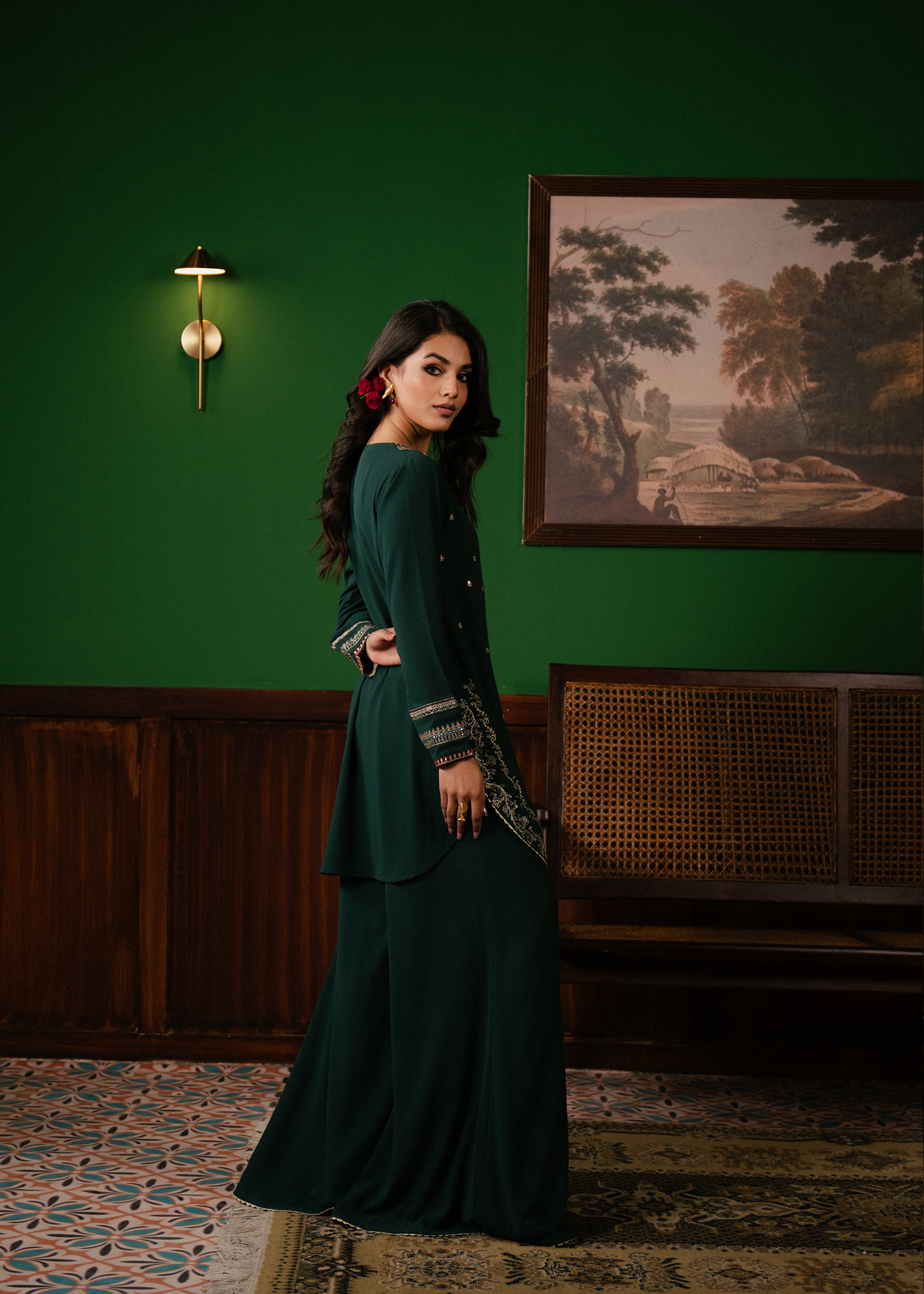 Emerald Green Embroidered Suit