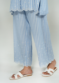 Blue Embroidered Co Ord