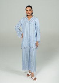 Blue Embroidered Co Ord