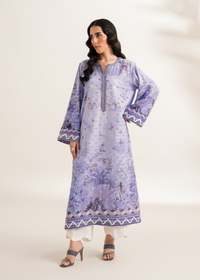 Lavender Printed Embroidered Shirt