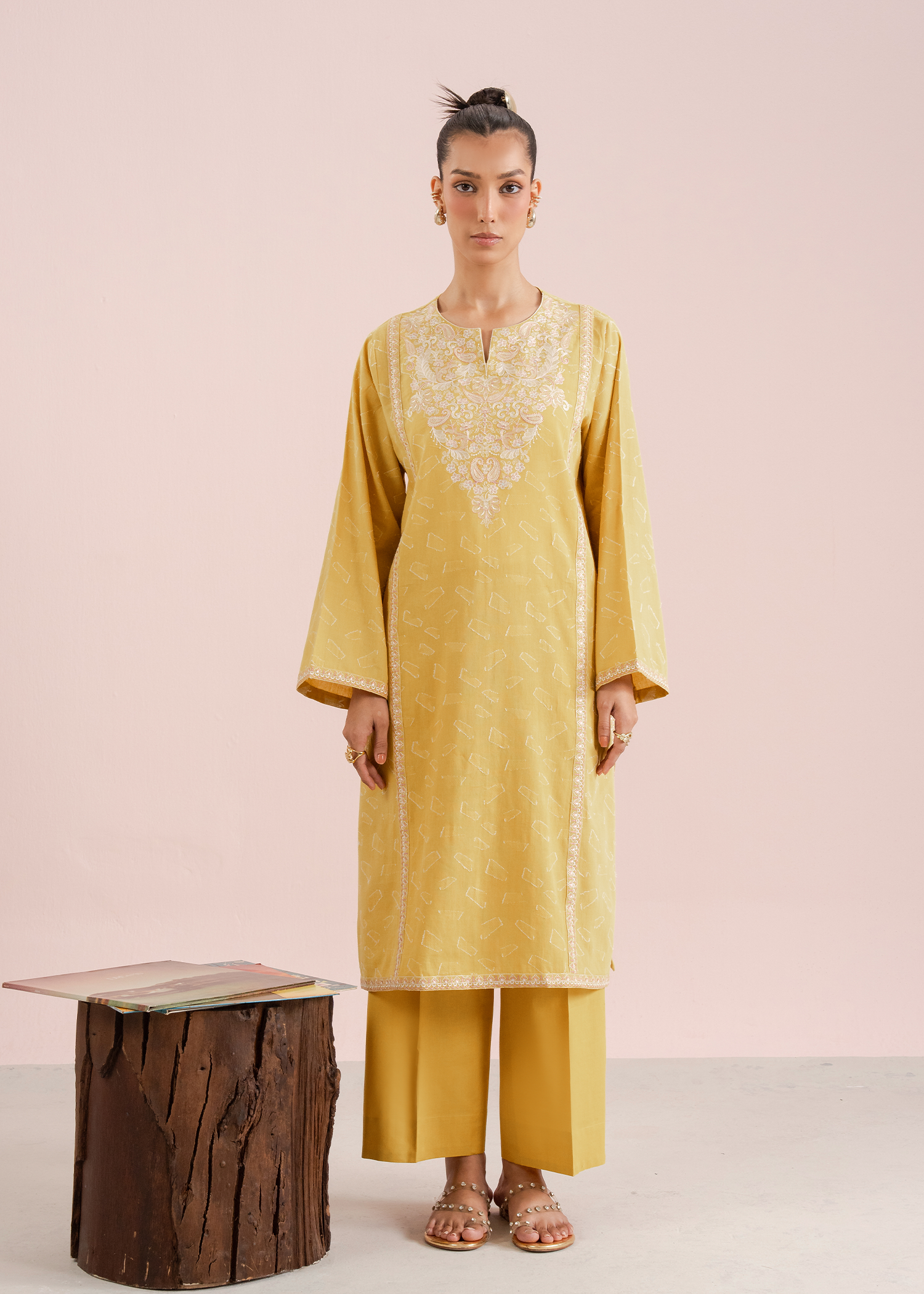 Mustard Embroidered Suit