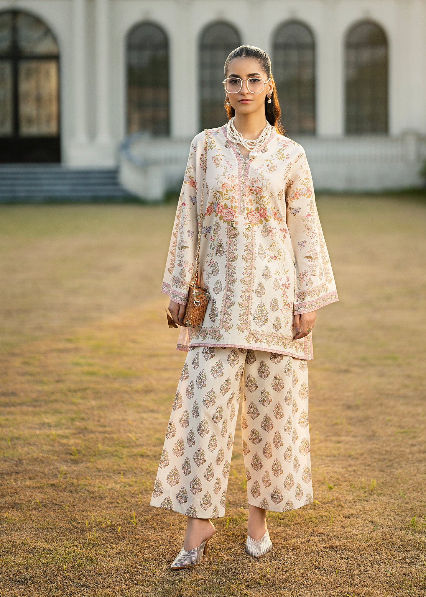 Powder White Printed Co-ord