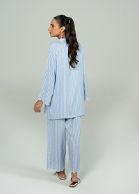 Blue Embroidered Co Ord