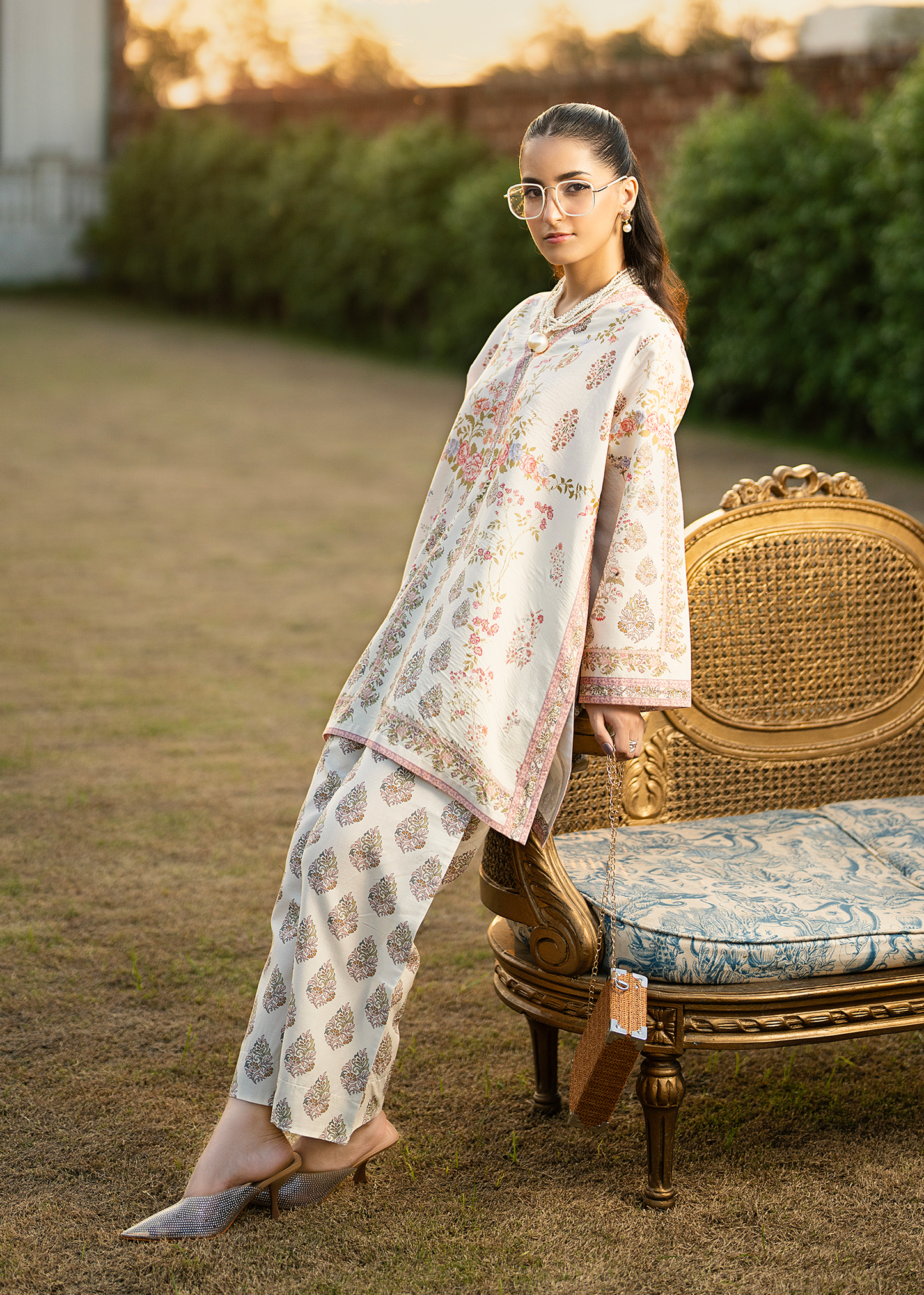 Powder White Printed Co-ord