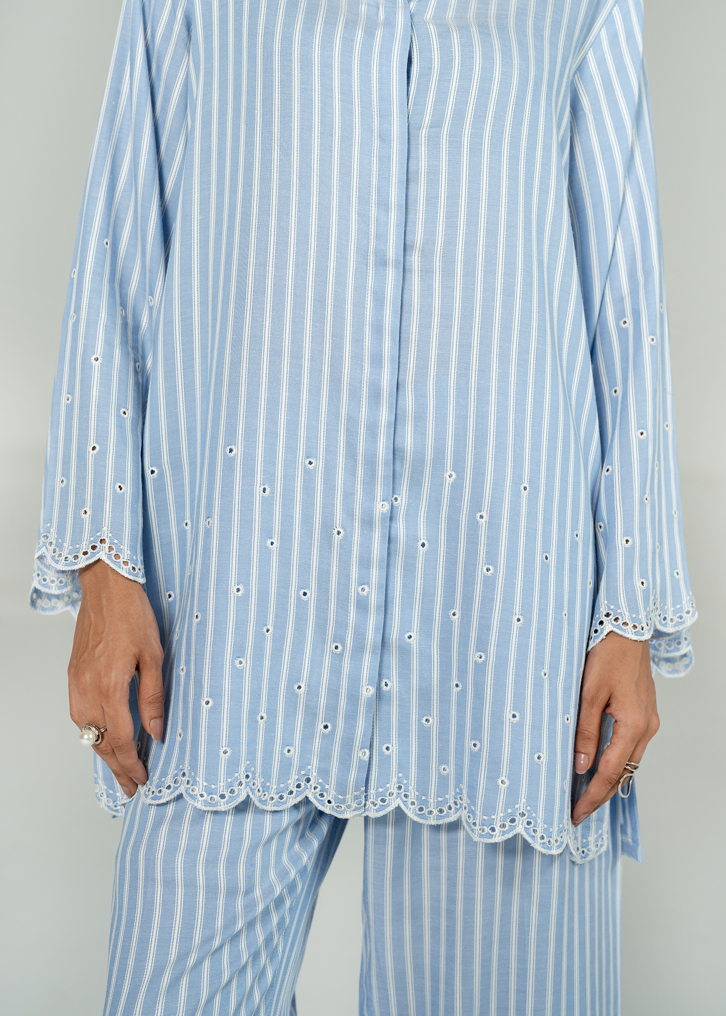 Blue Embroidered Co Ord