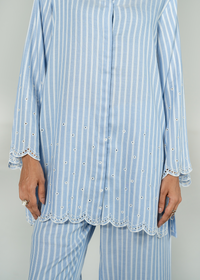 Blue Embroidered Co Ord