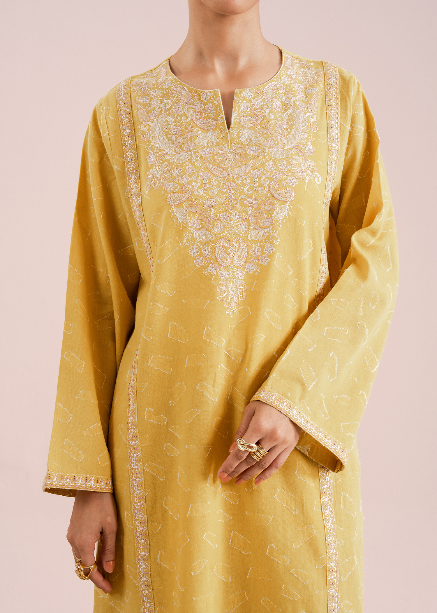 Mustard Embroidered Suit