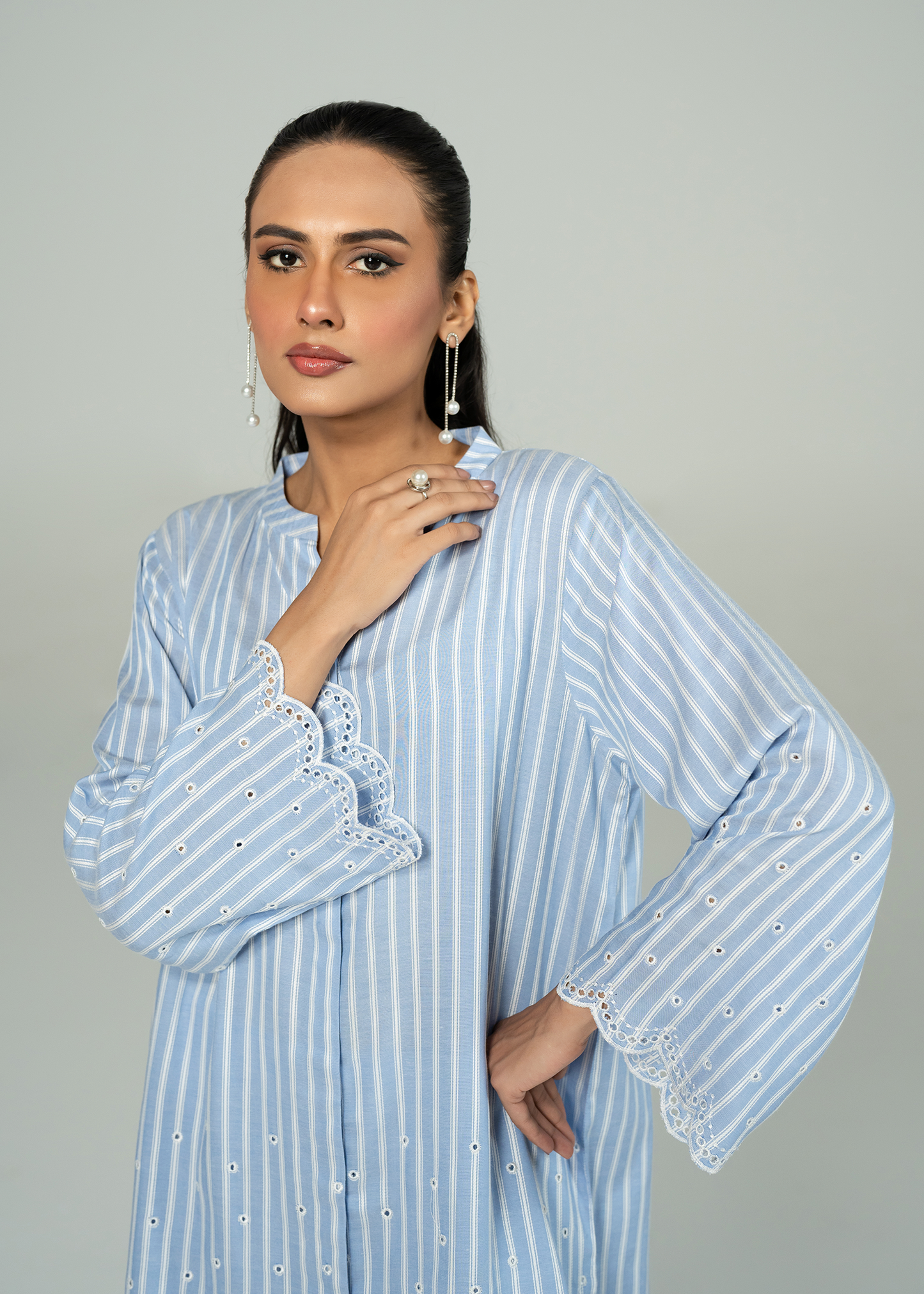 Blue Embroidered Co Ord