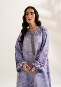 Lavender Printed Embroidered Shirt