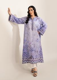 Lavender Printed Embroidered Shirt