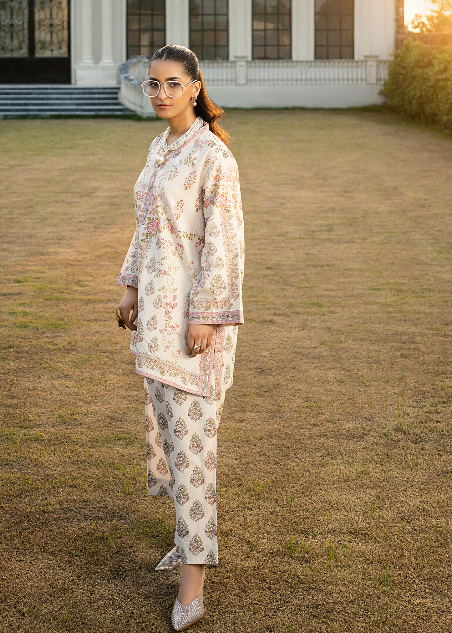 Powder White Printed Co-ord