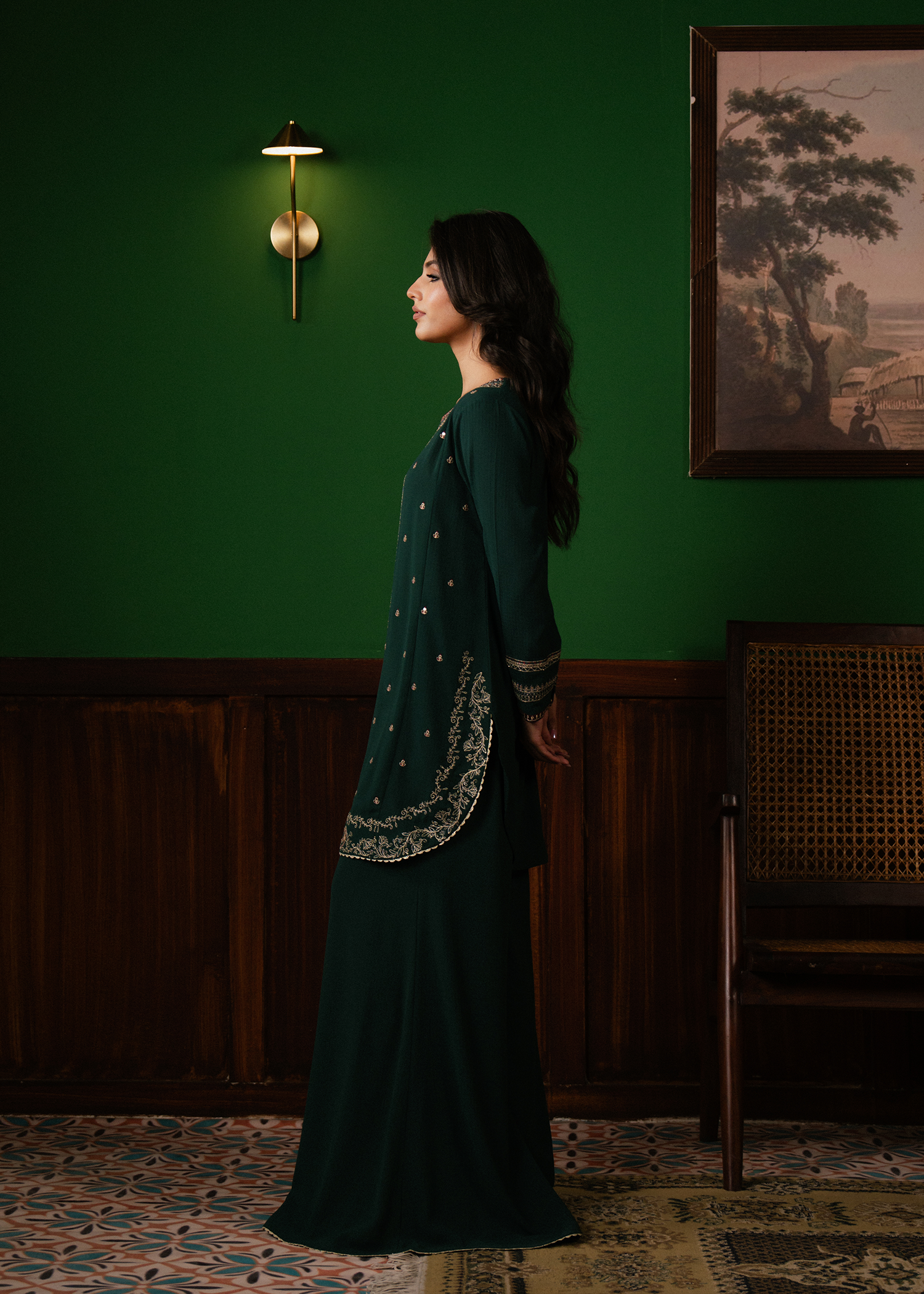 Emerald Green Embroidered Suit