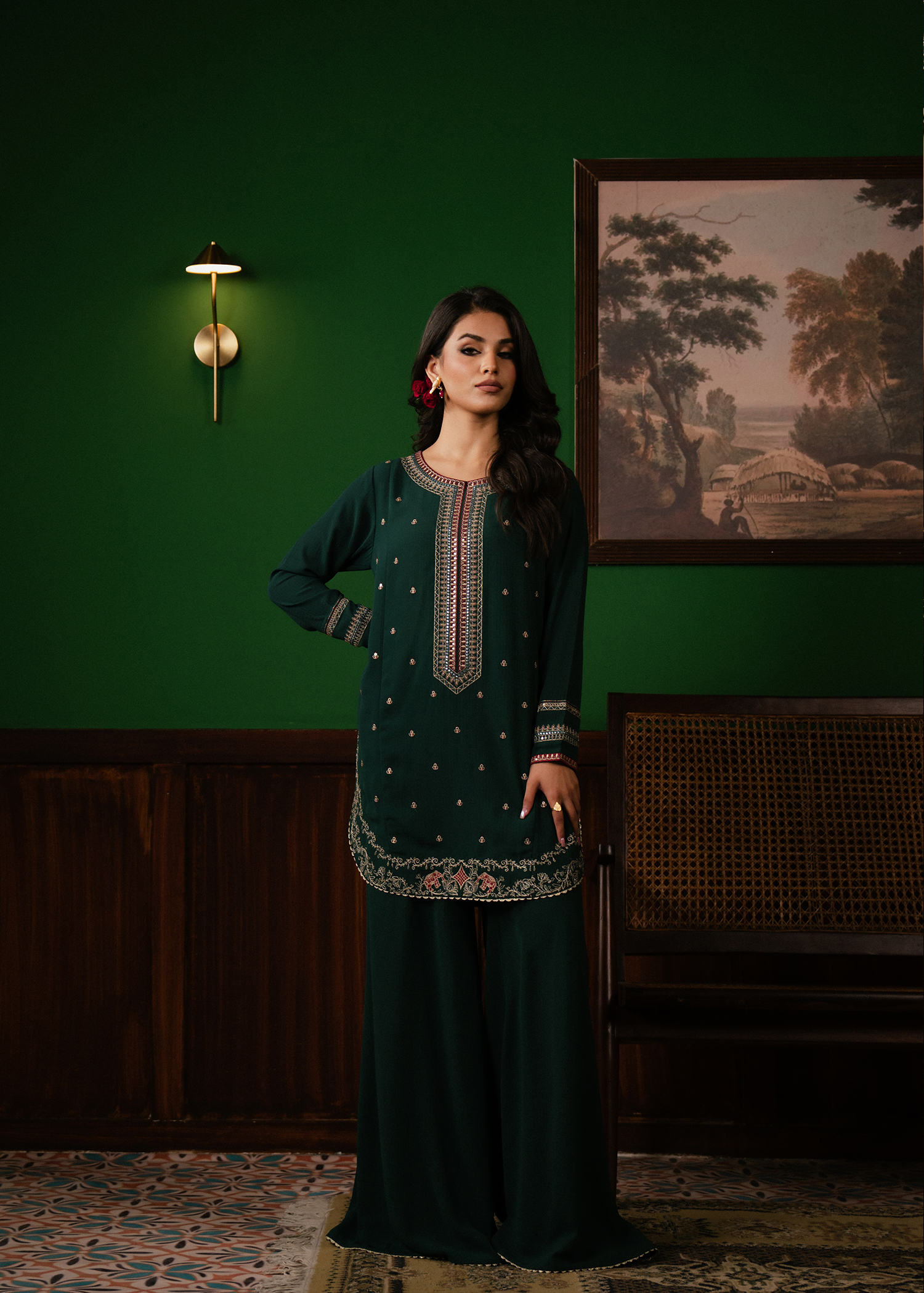 Emerald Green Embroidered Suit