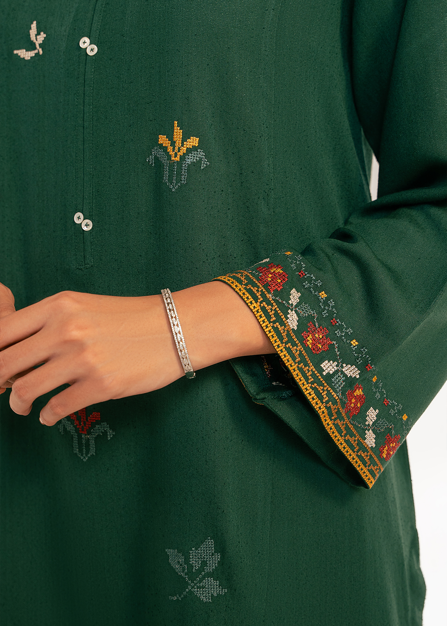 Green Embroidered Suit