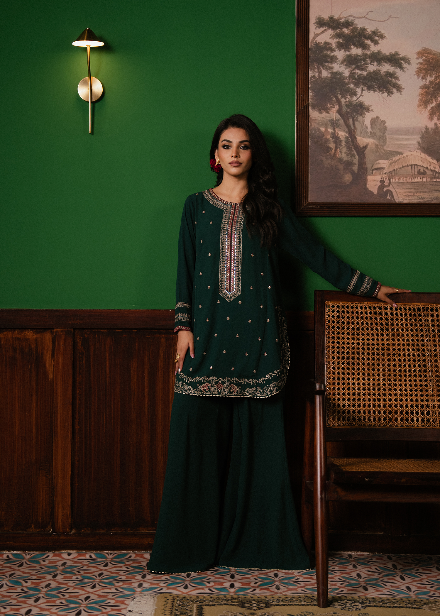 Emerald Green Embroidered Suit