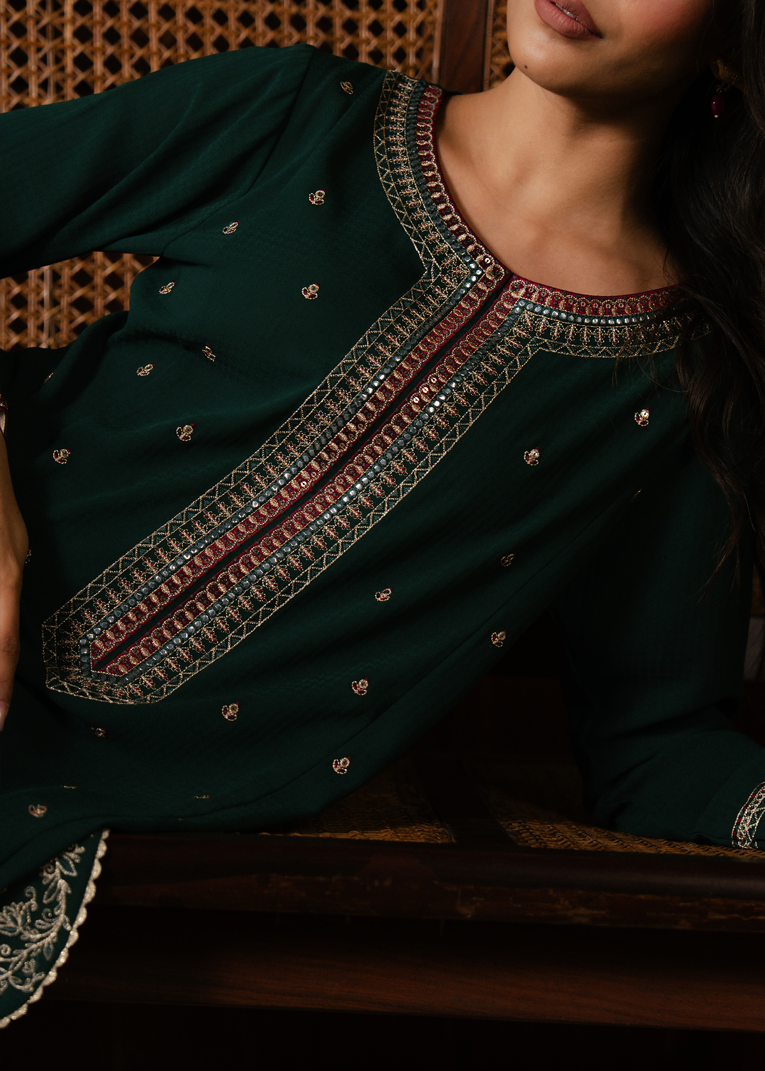 Emerald Green Embroidered Suit