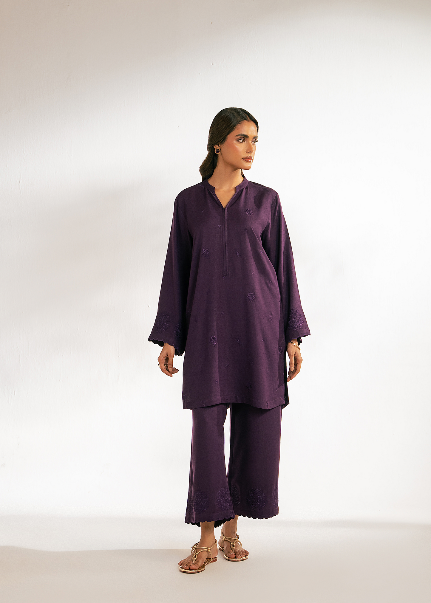 Purple Embroidered Suit