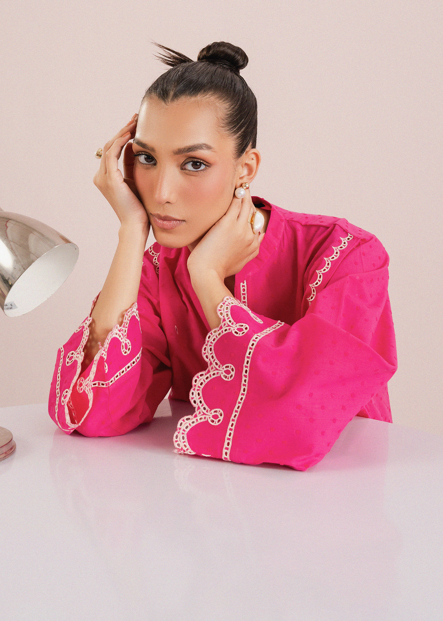 Shocking Pink Embroidered Co-ord