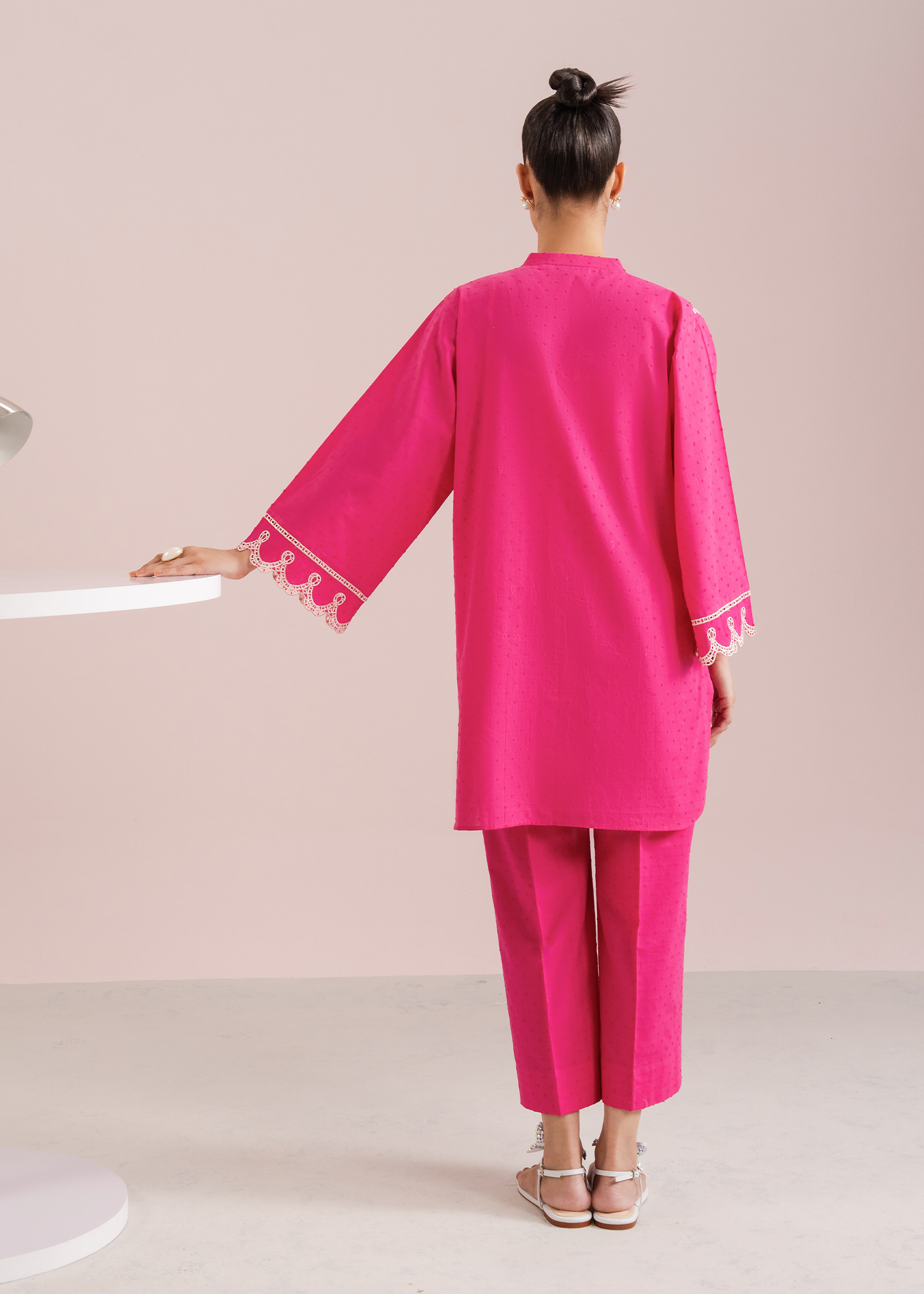Shocking Pink Embroidered Co-ord