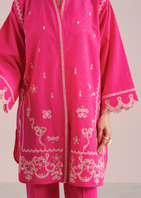 Shocking Pink Embroidered Co-ord
