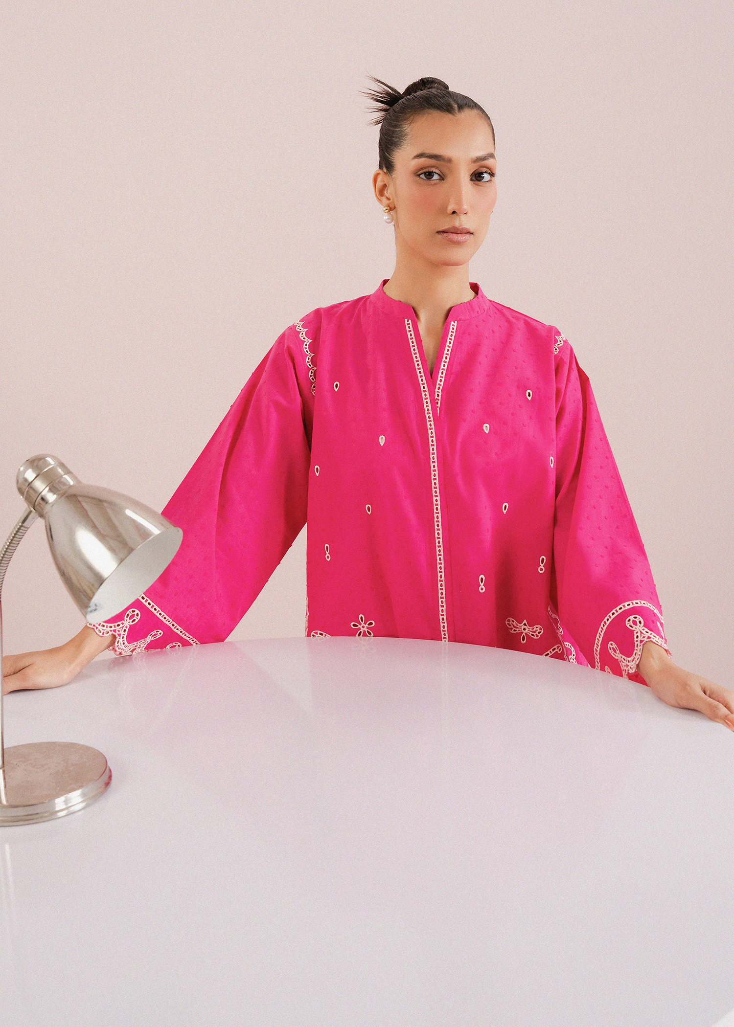 Shocking Pink Embroidered Co-ord