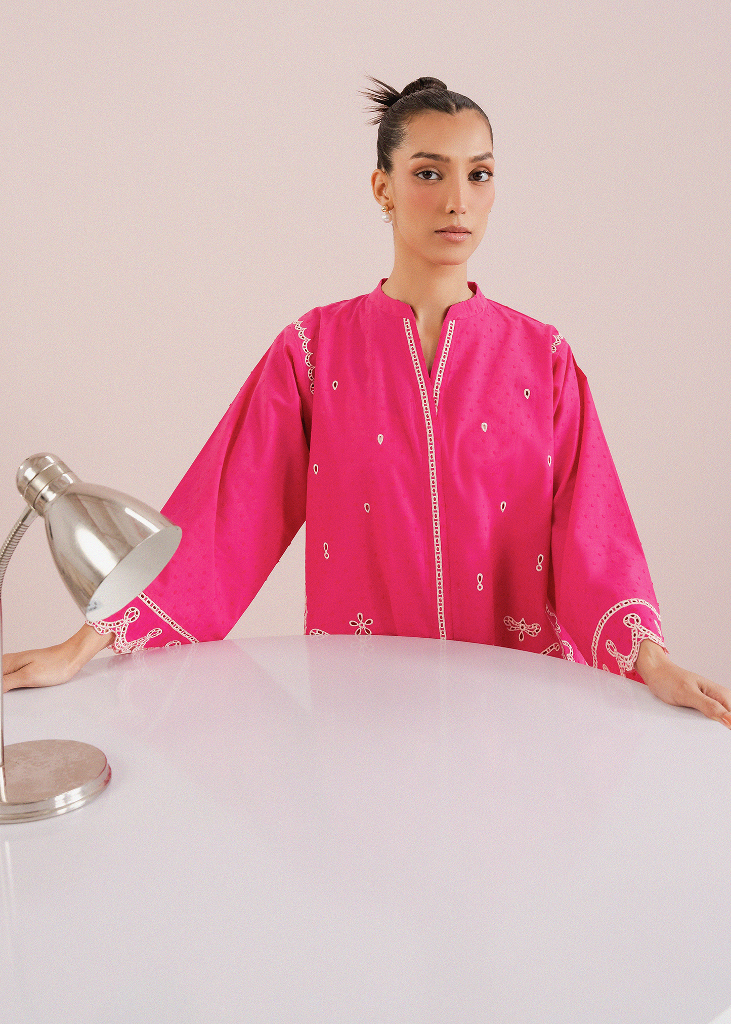 Shocking Pink Embroidered Co-ord