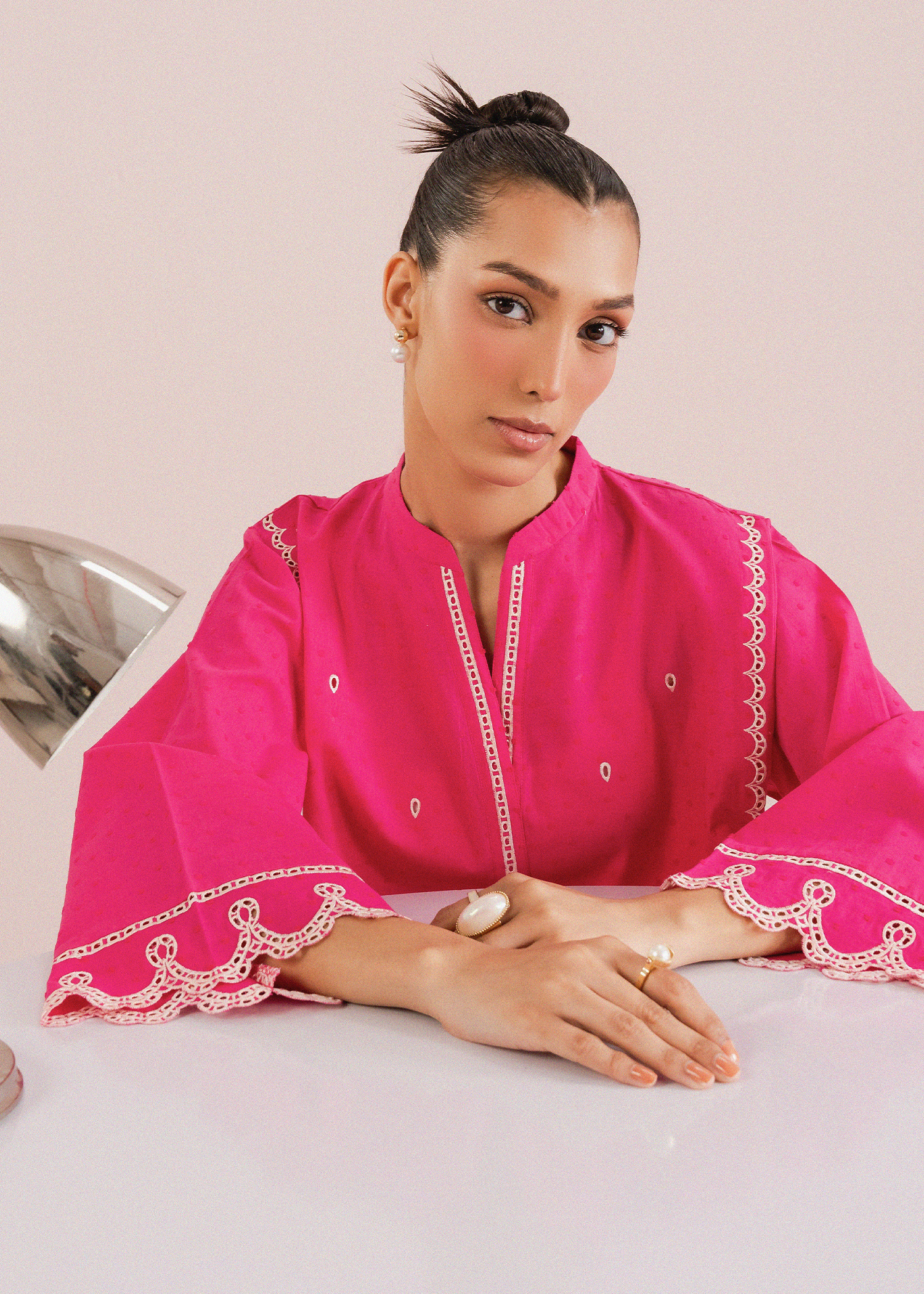 Shocking Pink Embroidered Co-ord