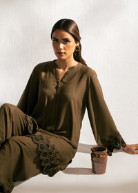 Olive Embroidered Suit
