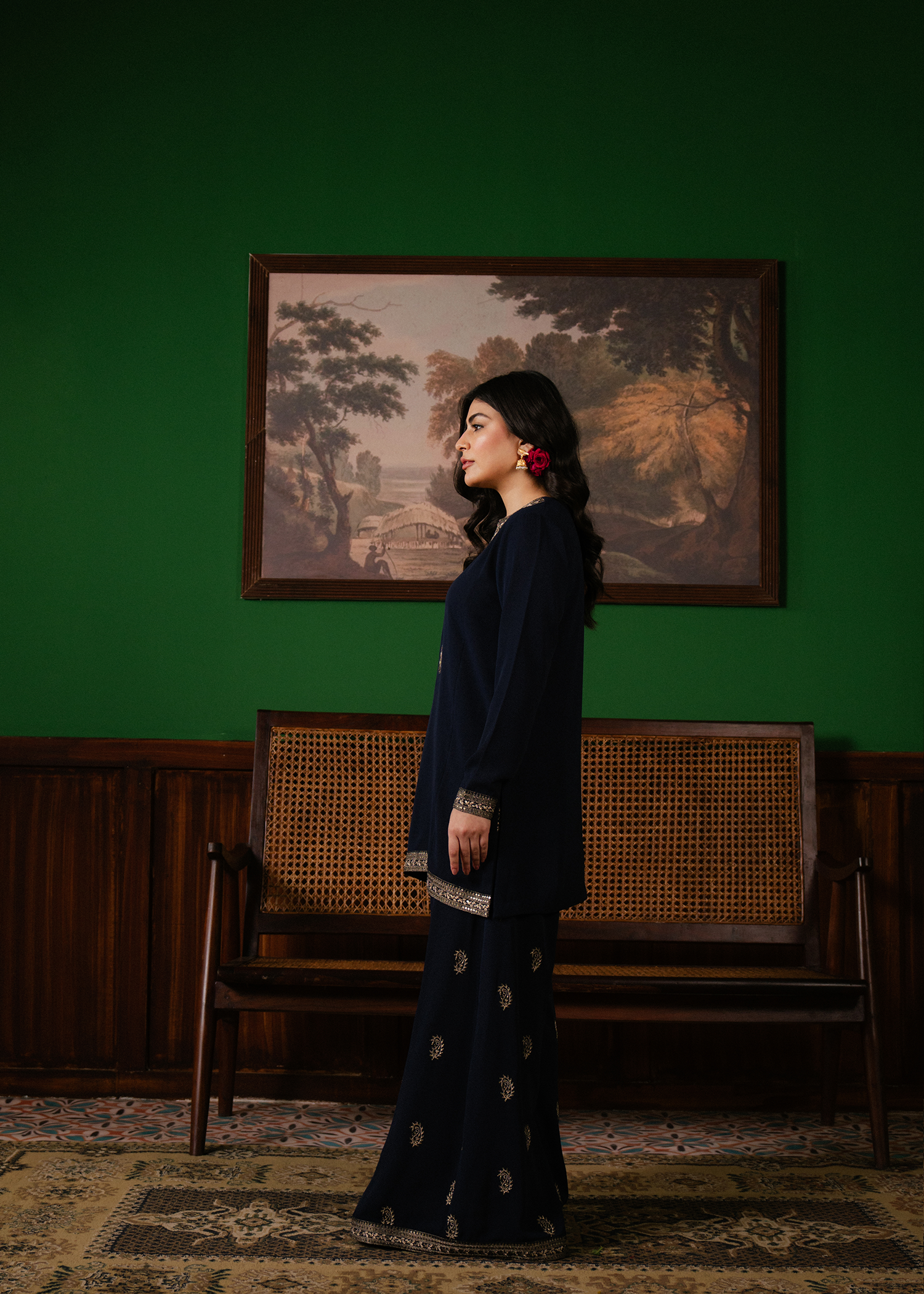 best Navy Blue Embroidered Suit