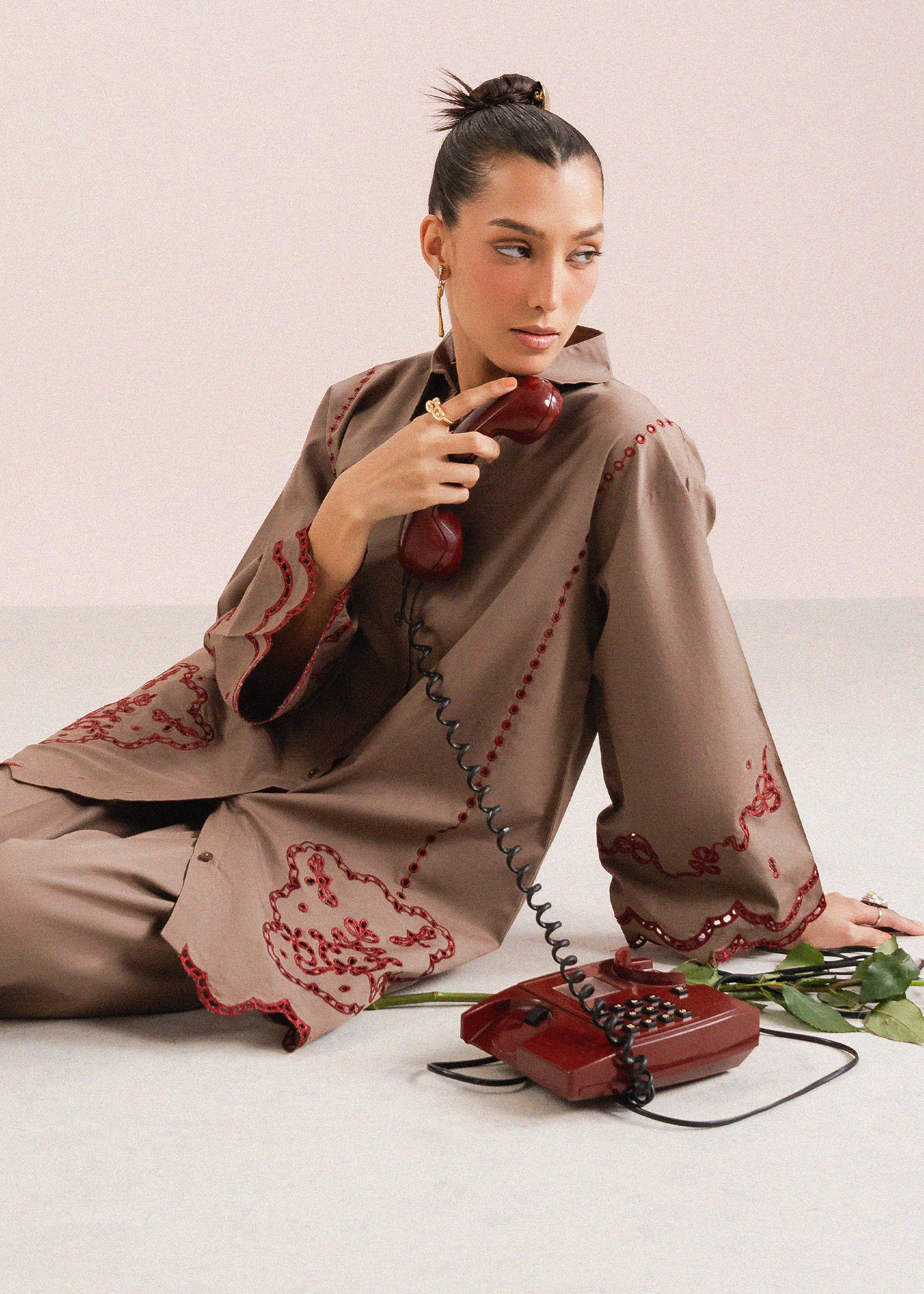 Mocha Embroidered Co-ord