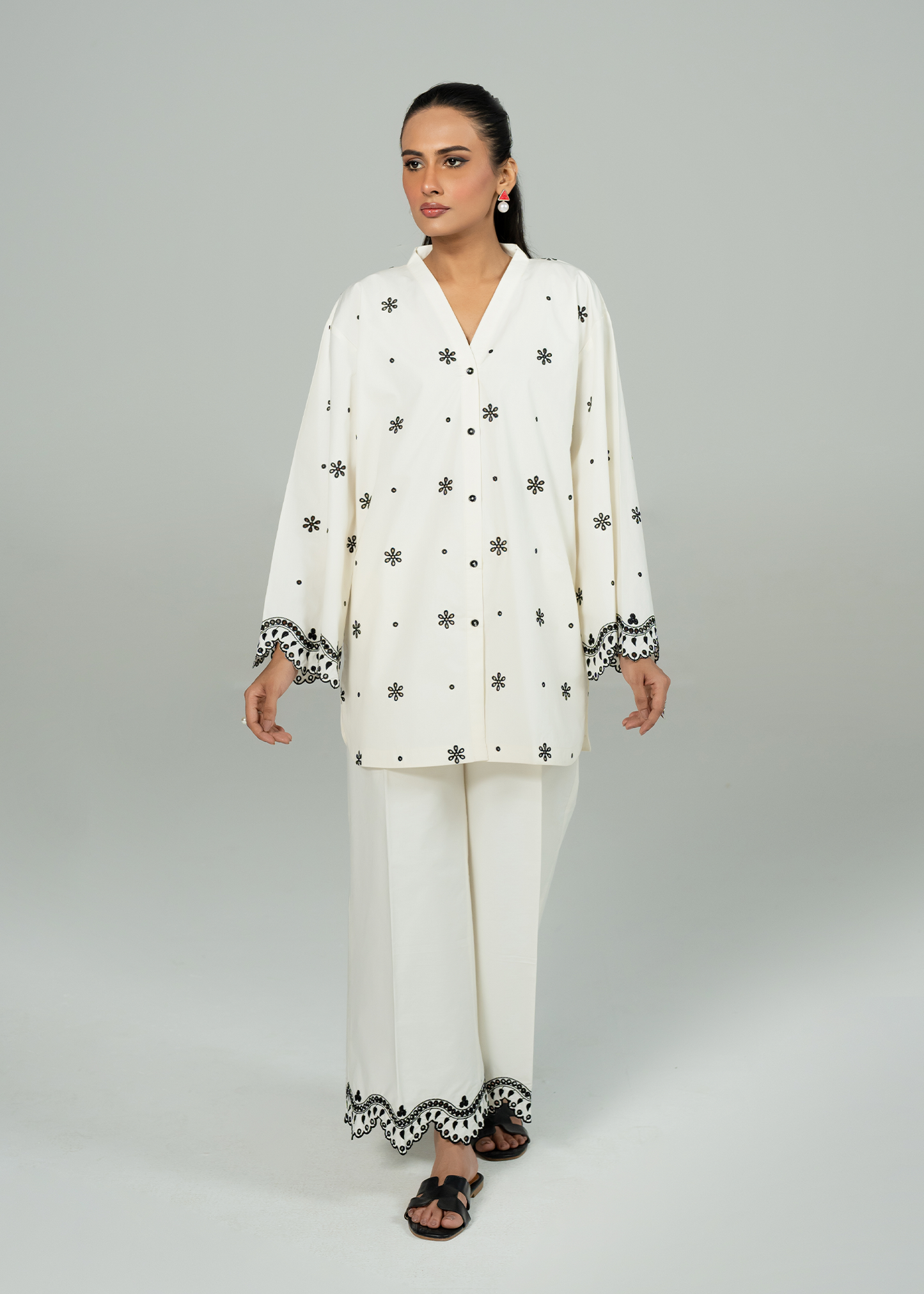 White Embroidered Co-ord