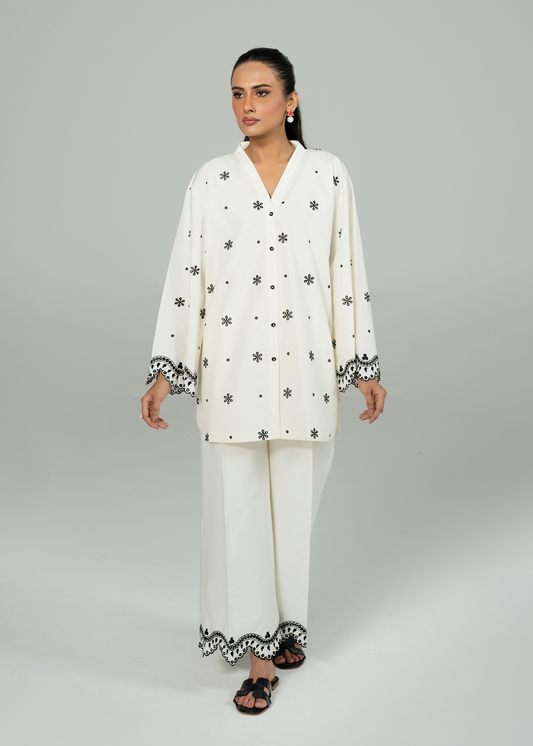 White Embroidered Co-ord