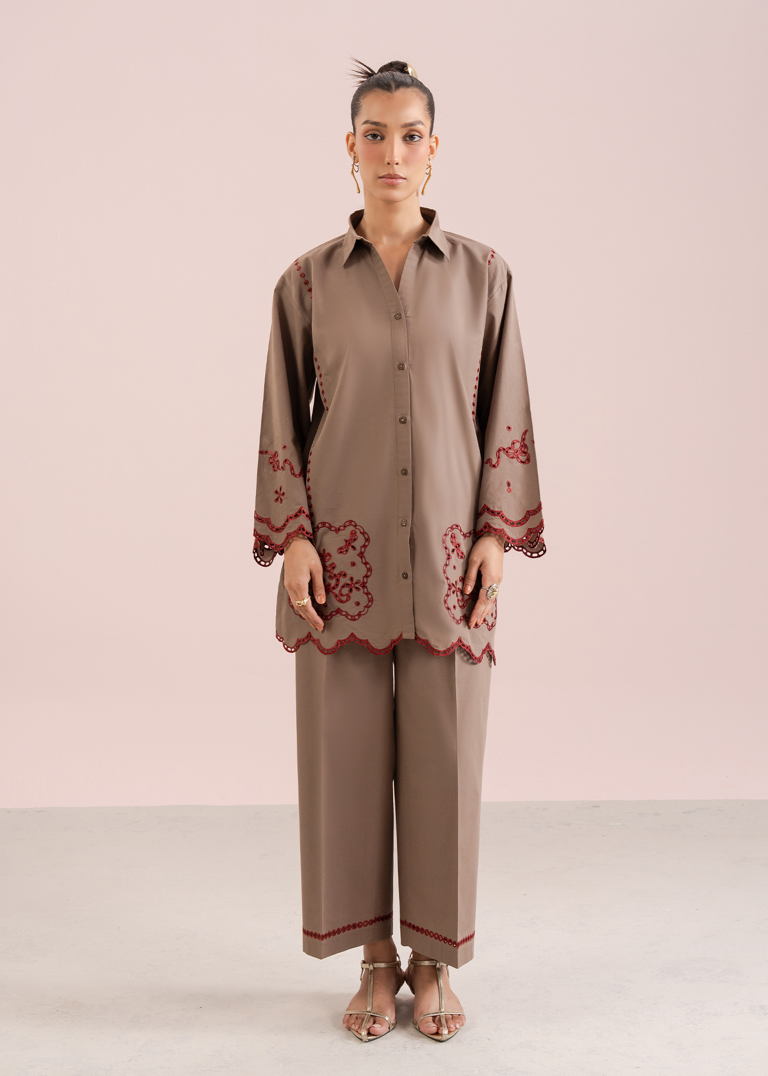 Mocha Embroidered Co-ord