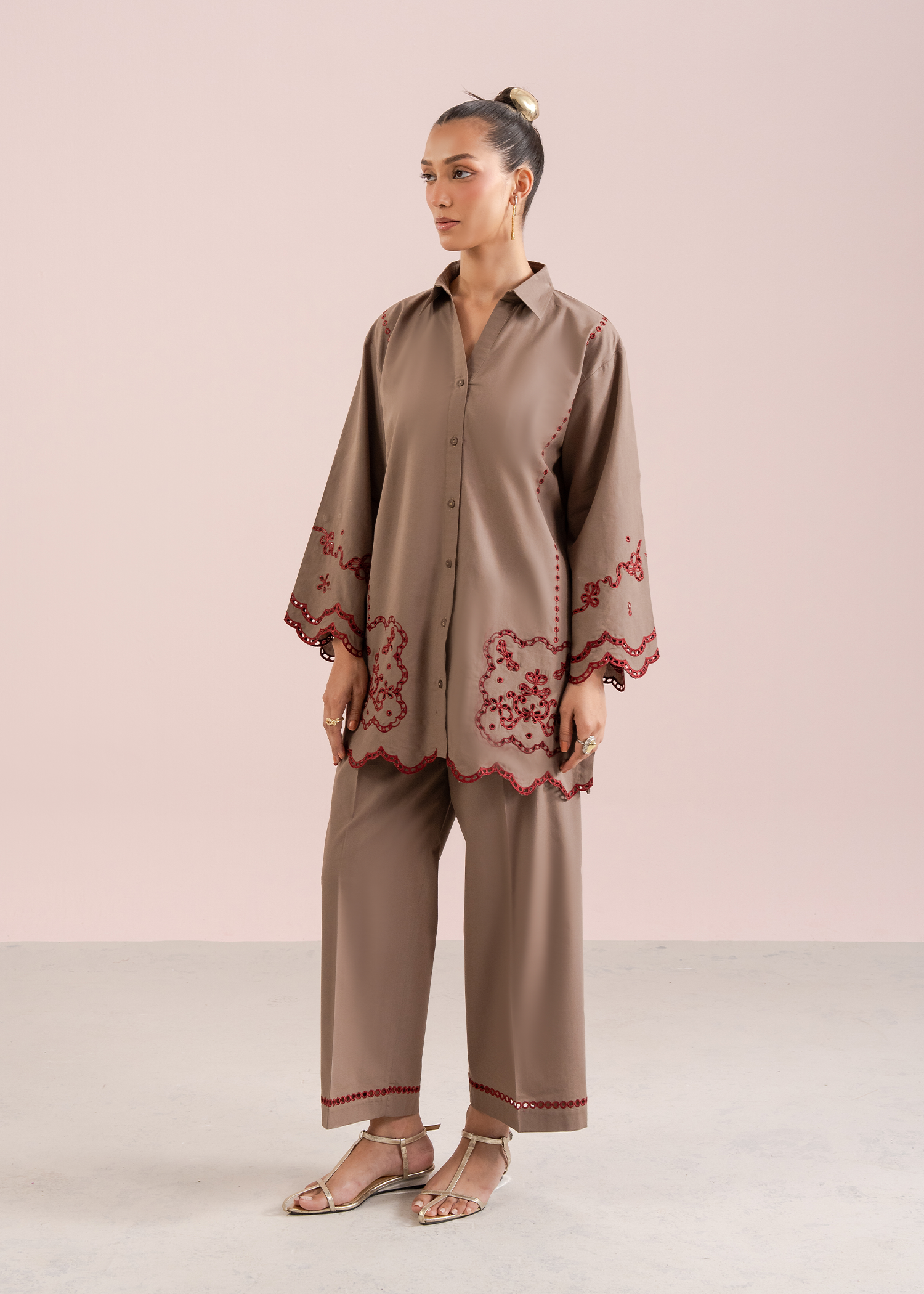 Mocha Embroidered Co-ord