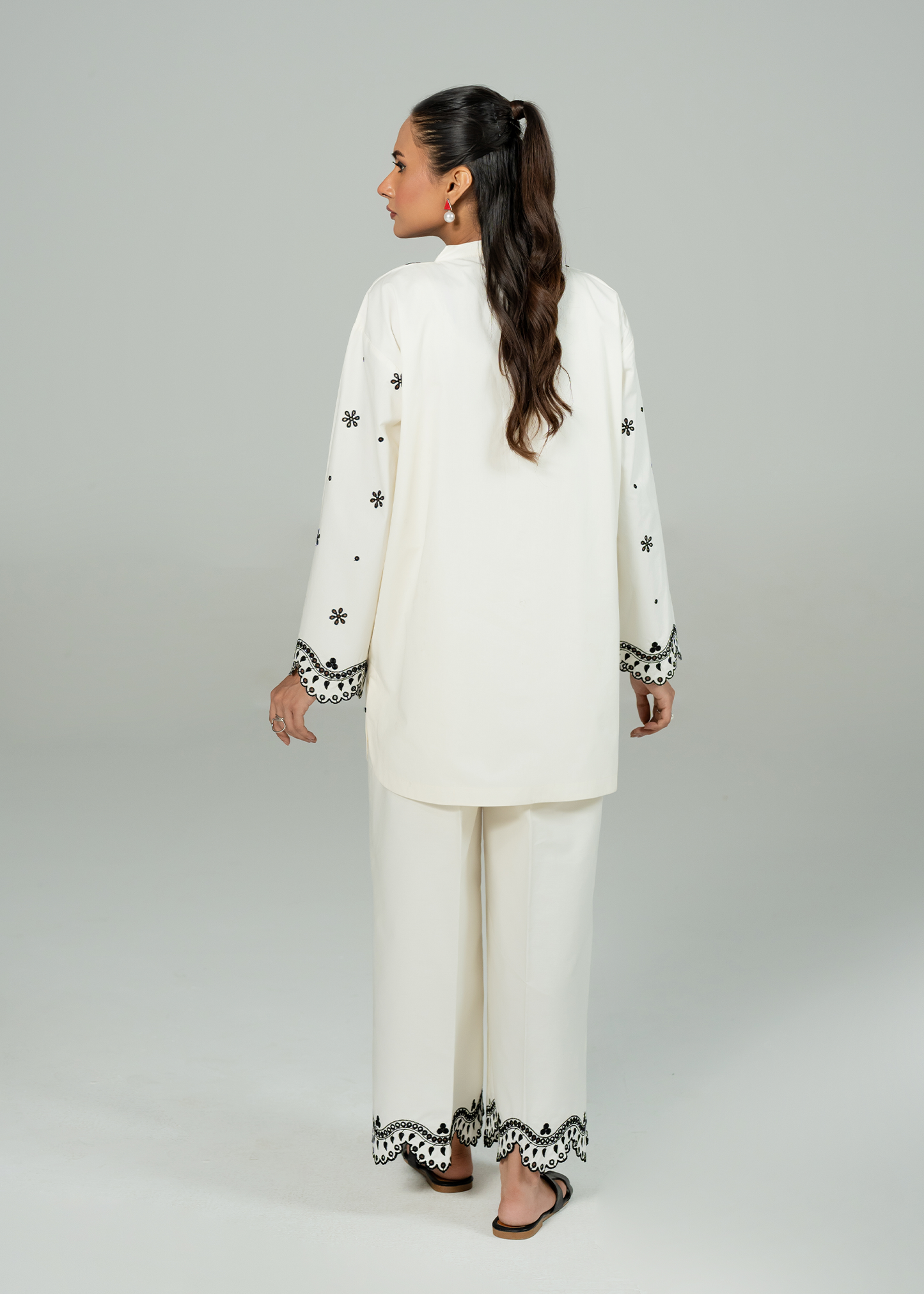 White Embroidered Co-ord