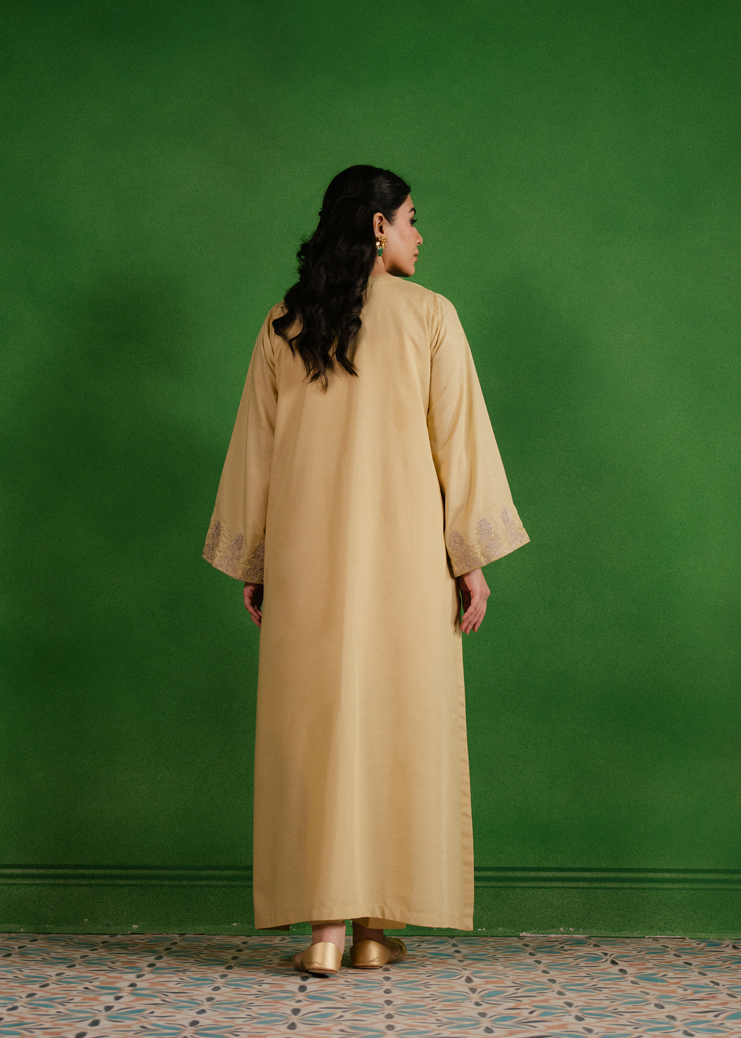 beige embroidery suit