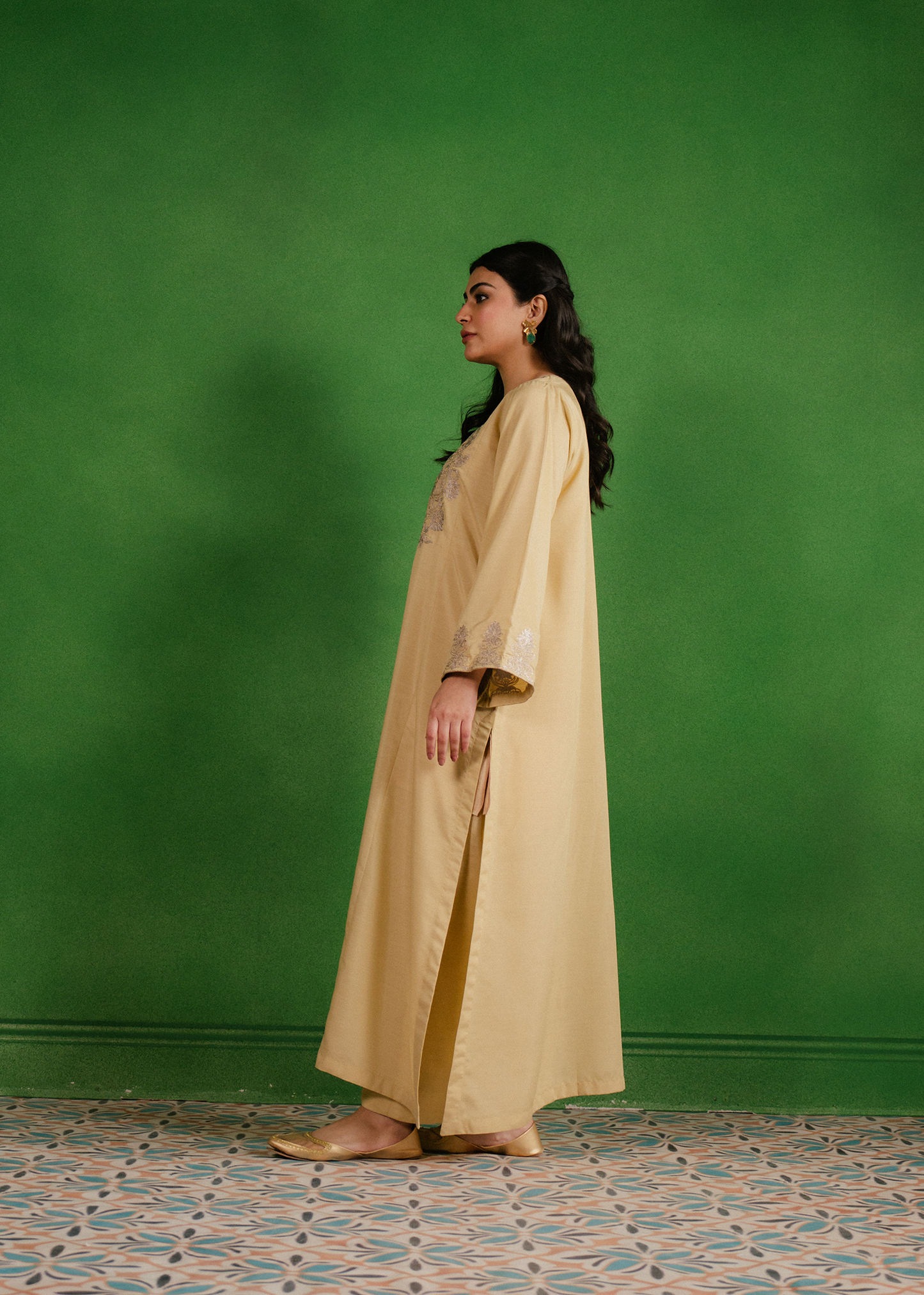 beige embroidery