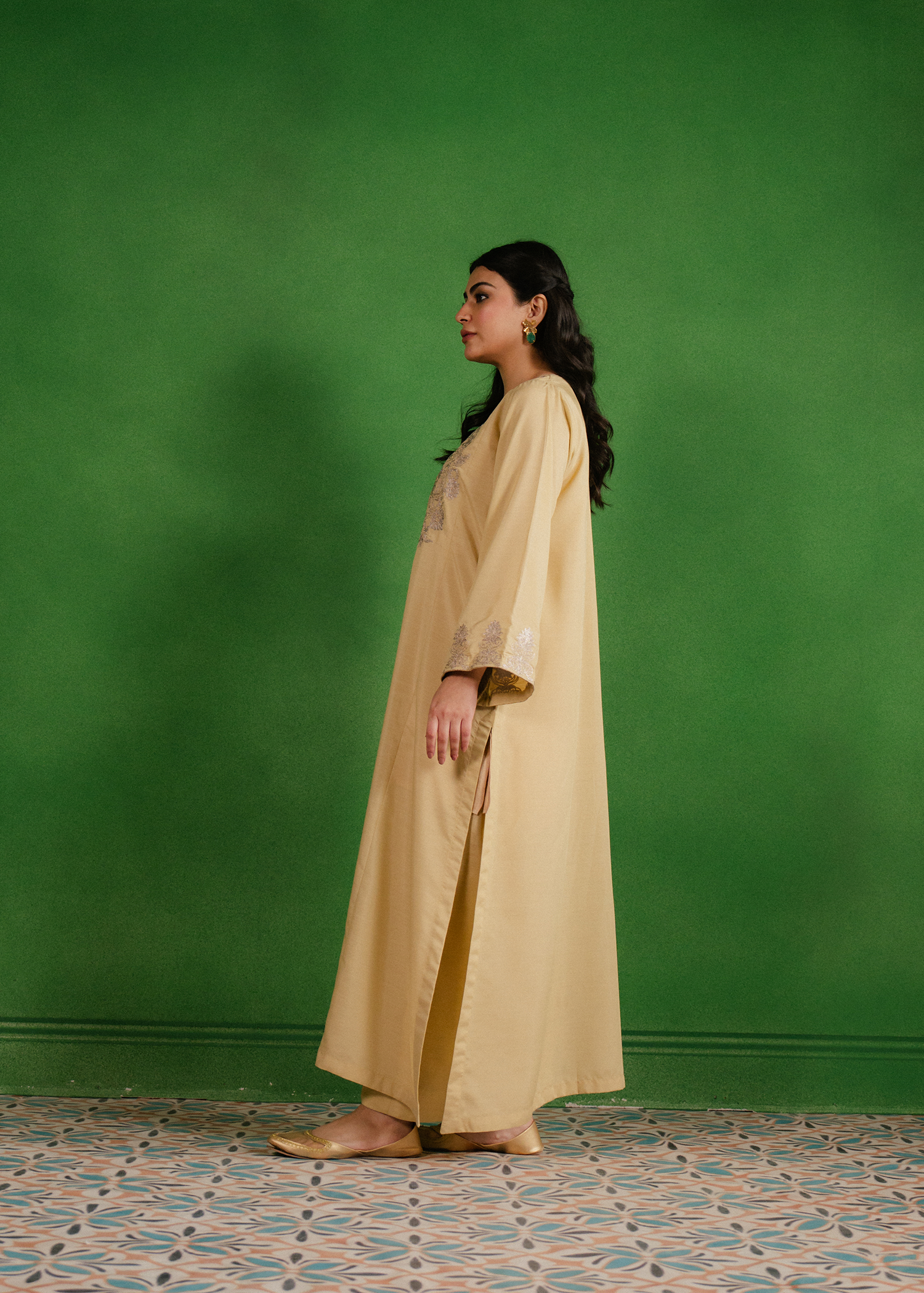 beige embroidery