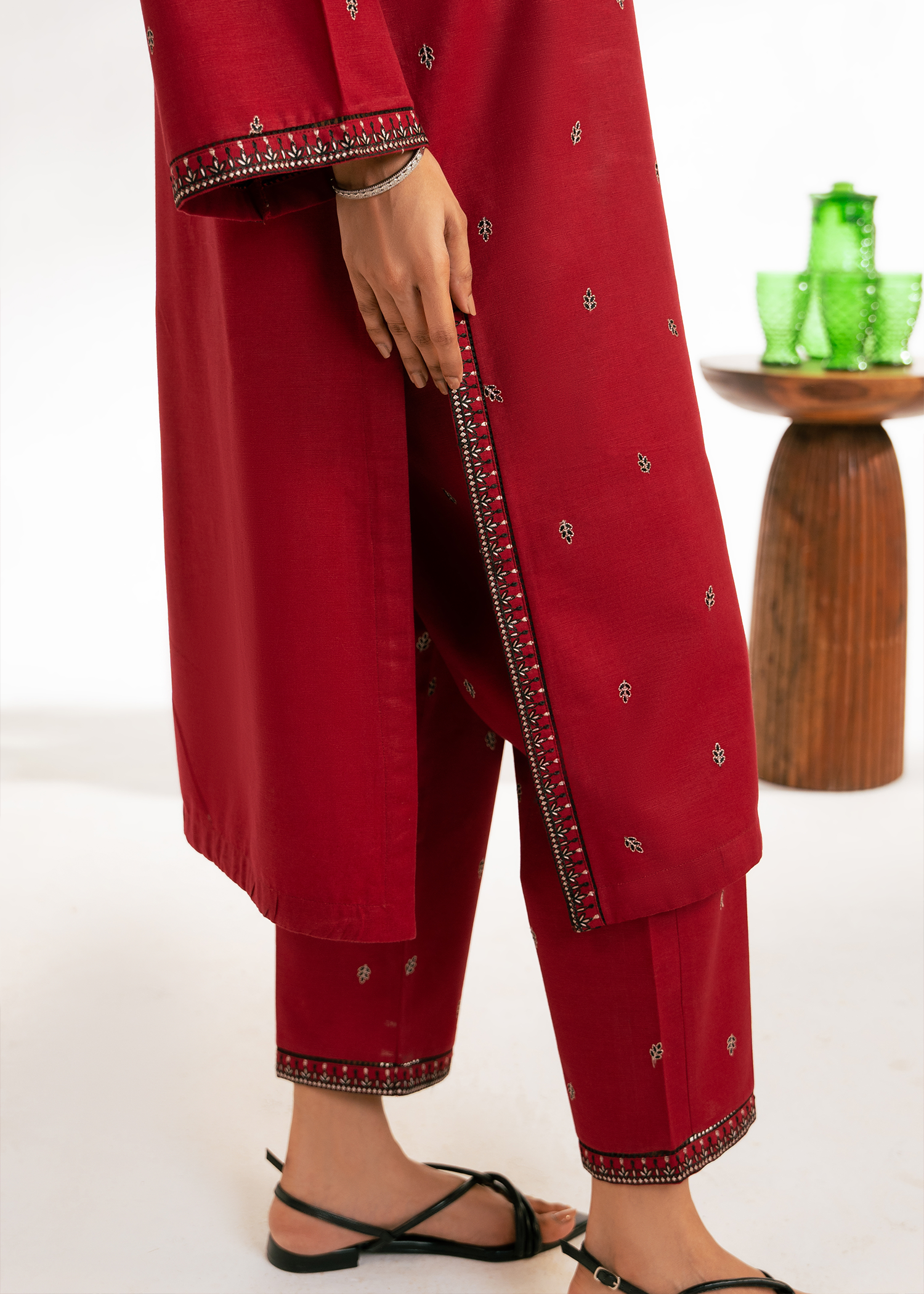 Berry Embroidered Suit