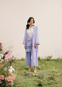 Lavender Printed Embroidered Suit