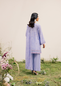Lavender Printed Embroidered Suit