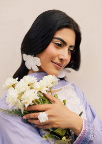 Lavender Printed Embroidered Suit