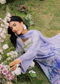 Lavender Printed Embroidered Suit